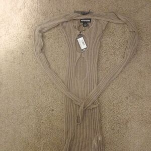 PrettyLittleThing Tan Strapless Dress